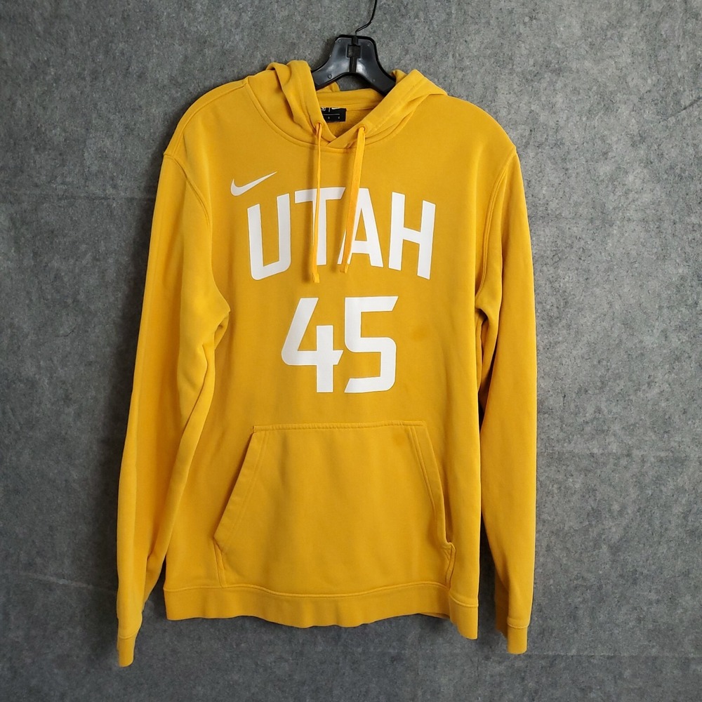 Nike Utah Jazz Hoodie Donovan Mitchell Yellow Sweatshirt Men's Large NBA Sports